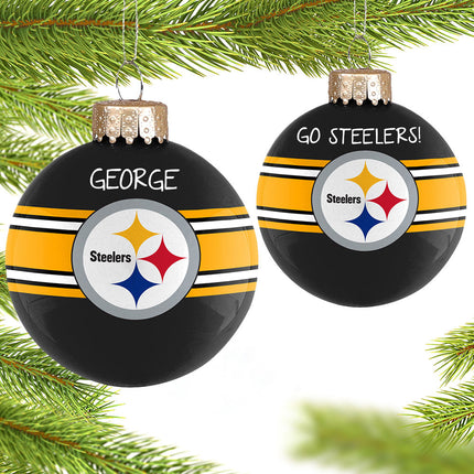 NFL Striped Personalized Glass Ornament