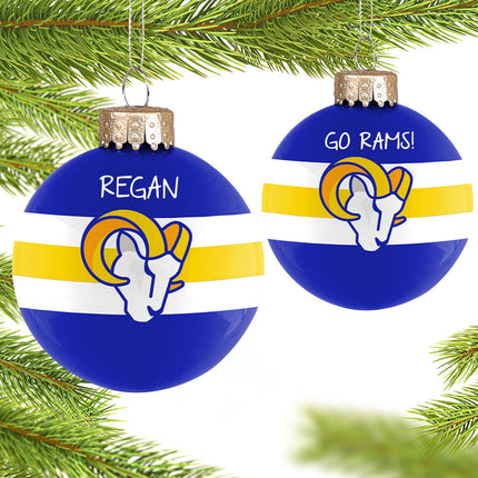 NFL Striped Personalized Glass Ornament