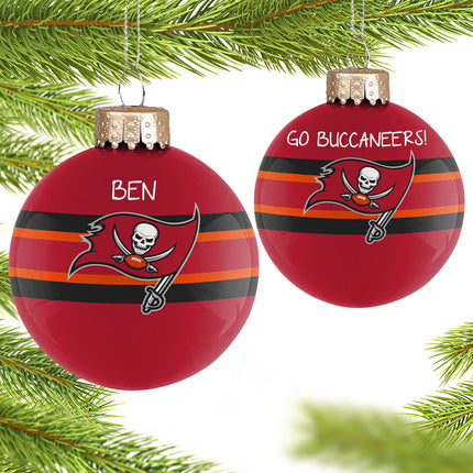 NFL Striped Personalized Glass Ornament