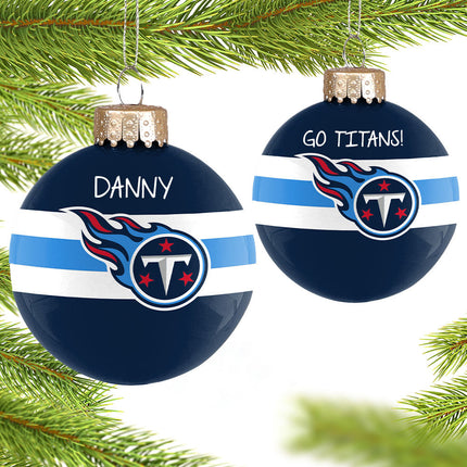 NFL Striped Personalized Glass Ornament
