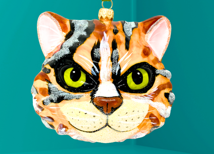 Fresh Fritz Cat Face Glass Ornament
