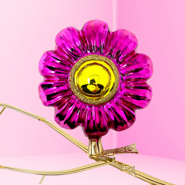 Fuchsia Boho Charm Clip-On Polish Glass Ornament