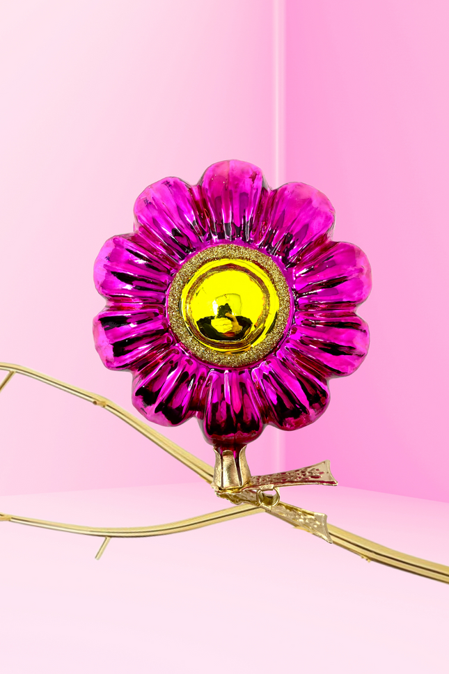 Fuchsia Boho Charm Clip-On Polish Glass Ornament