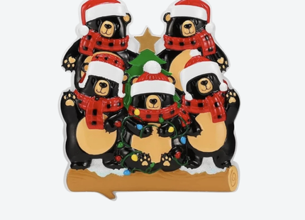 Family of Bears with Scarf & Santa Hats