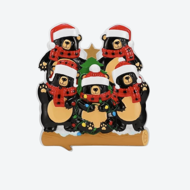 Family of Bears with Scarf & Santa Hats