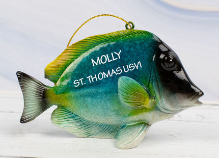 engraved personalized golden reef butterflyfish christmas ornament – Christmas ornament, holiday tree decoration or gift