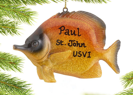 custom personalized golden reef butterflyfish christmas ornament – Christmas ornament, holiday tree decoration or gift