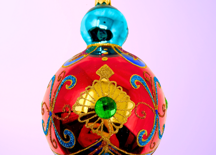 Garnet Sparkling Gem Glass Christmas Bauble