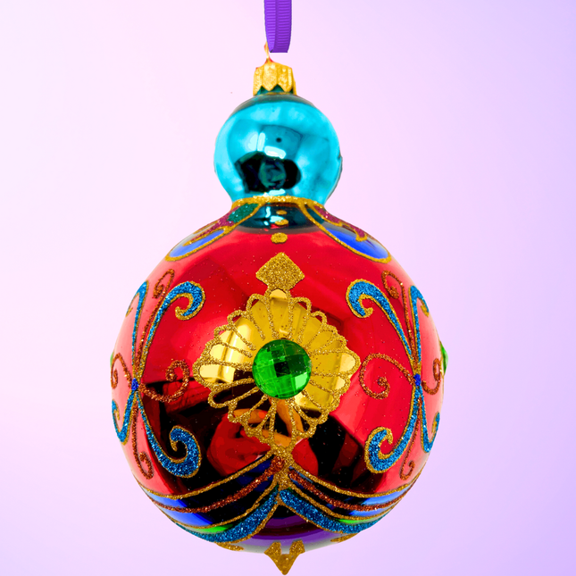 Garnet Sparkling Gem Glass Christmas Bauble