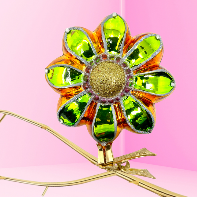 Gerbera Boho Charm Clip-On Polish Glass Ornament