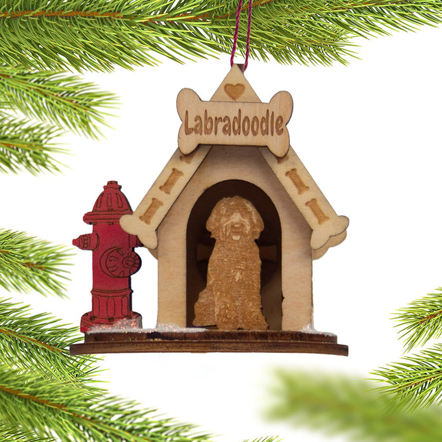 personalized doodle dog doghouse christmas ornament – Christmas ornament, holiday tree decoration or gift