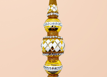 Gold Diamond Icicle Glass Ornament