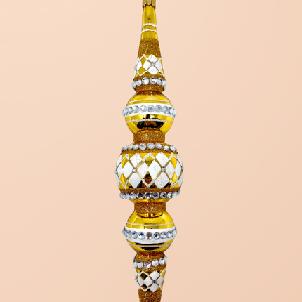 Gold Diamond Icicle Glass Ornament