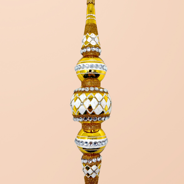 Gold Diamond Icicle Glass Ornament