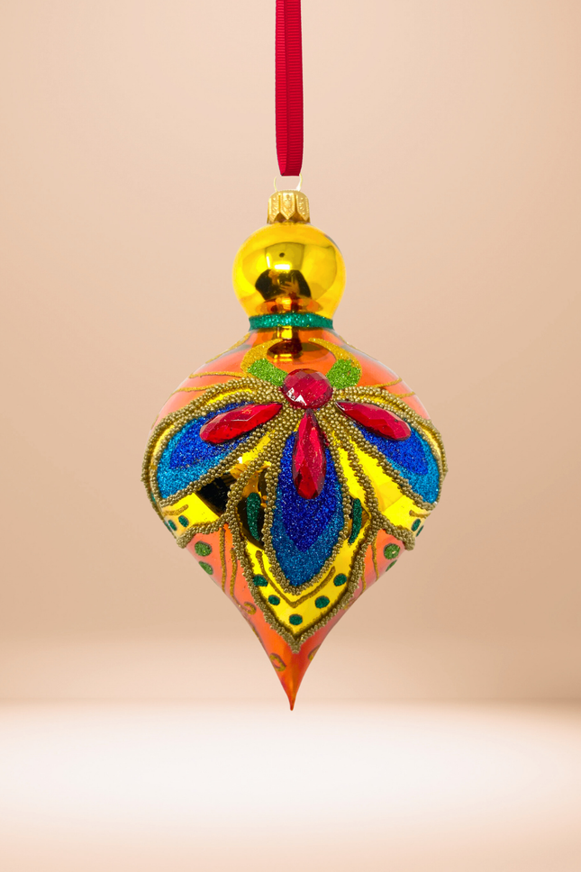 Golden Sparkle Glass Christmas Bauble