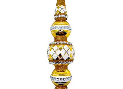 Gold Diamond Icicle Glass Ornament