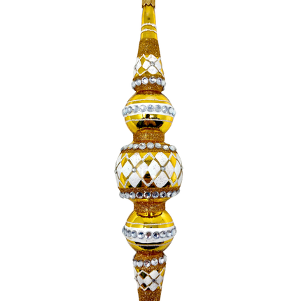 Gold Diamond Icicle Glass Ornament