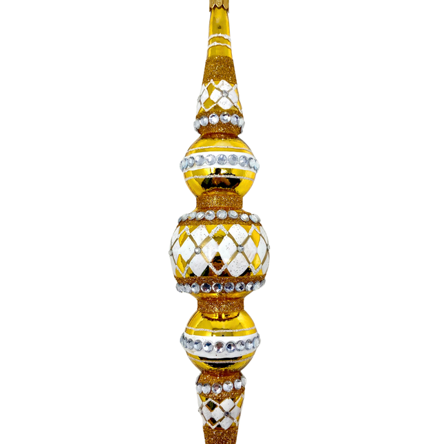 Gold Diamond Icicle Glass Ornament