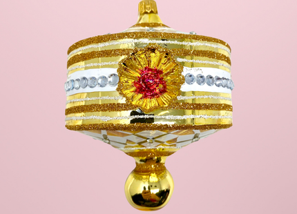 Gold Harlequin Lantern Glass Ornament