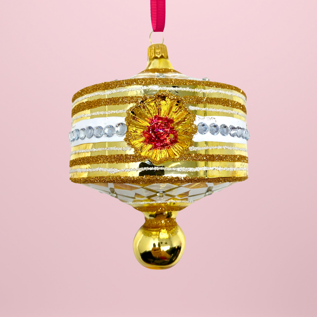 Gold Harlequin Lantern Glass Ornament