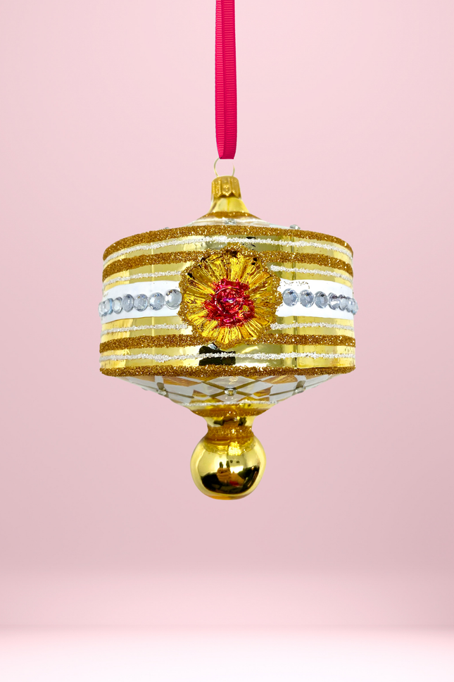 Gold Harlequin Lantern Glass Ornament