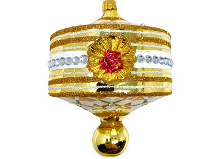 Gold Harlequin Lantern Glass Ornament