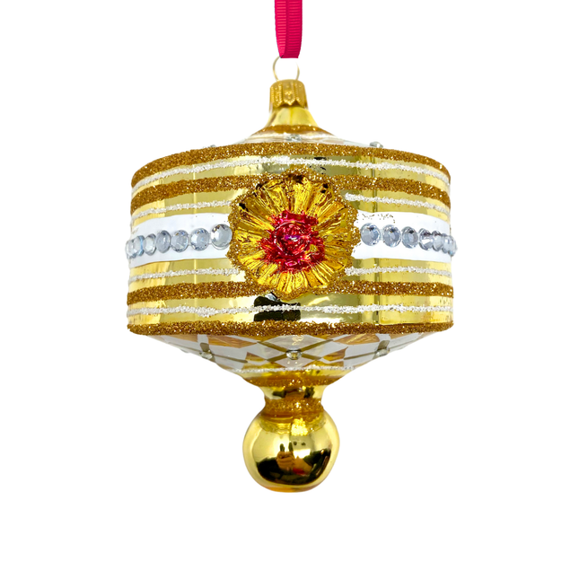 Gold Harlequin Lantern Glass Ornament