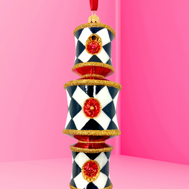 Pink Harlequin Dazzler Glass Ornament