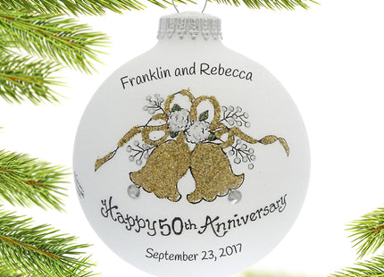 custom personalized happy 50th anniversary bells christmas ornament – Christmas ornament, holiday tree decoration or gift