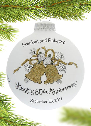 Happy 50th Anniversary Bells Ornament  by HEART GIFTS Ornament