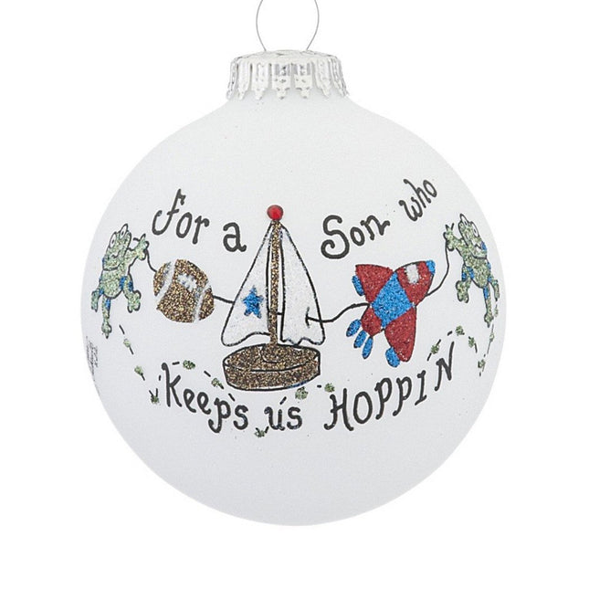 engraved for a son who keeps us hoppin christmas ornament – Christmas ornament, holiday tree decoration or gift