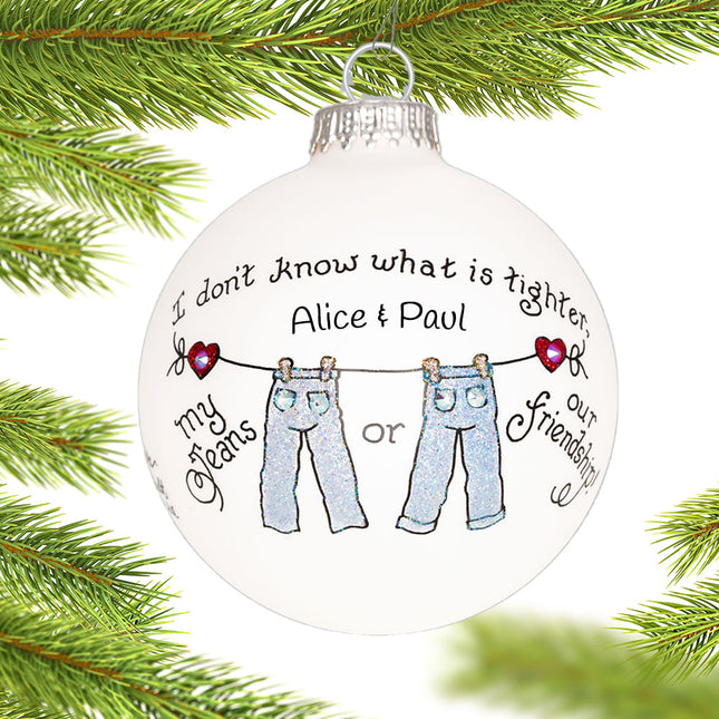 engraved personalized friends jeans christmas ornament – Christmas ornament, holiday tree decoration or gift