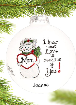 Mom Snowman Ornament  by HEART GIFTS Ornament