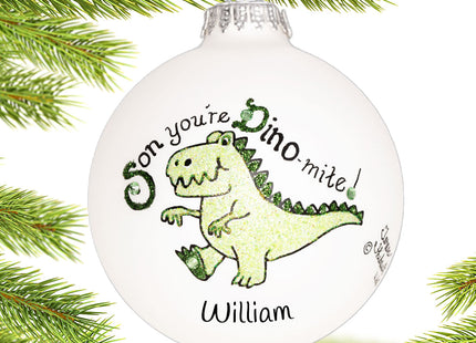 custom personalized son dino christmas ornament – Christmas ornament, holiday tree decoration or gift