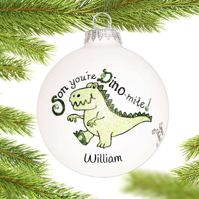 custom personalized son dino christmas ornament – Christmas ornament, holiday tree decoration or gift