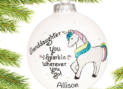 decorative personalized granddaughter unicorn christmas ornament – Christmas ornament, holiday tree decoration or gift