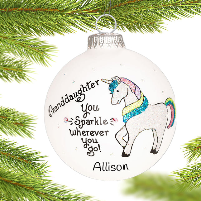 decorative personalized granddaughter unicorn christmas ornament – Christmas ornament, holiday tree decoration or gift