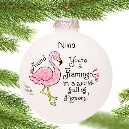 custom personalized flamingo in a world of pidgeons christmas ornament – Christmas ornament, holiday tree decoration or gift
