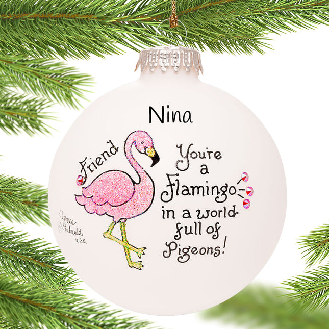 custom personalized flamingo in a world of pidgeons christmas ornament – Christmas ornament, holiday tree decoration or gift