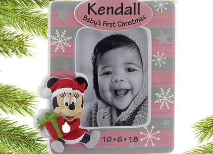 keepsake hallmark personalized minnie mouse baby's first girl photo holder disney christmas ornament – Christmas ornament, ho