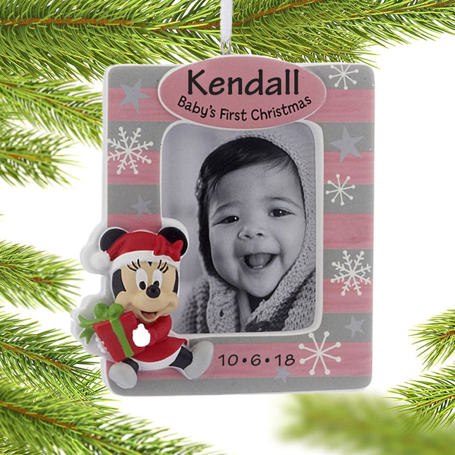 keepsake hallmark personalized minnie mouse baby's first girl photo holder disney christmas ornament – Christmas ornament, ho