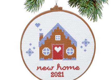 engraved hallmark new home cross stitch dated christmas ornament – Christmas ornament, holiday tree decoration or gift