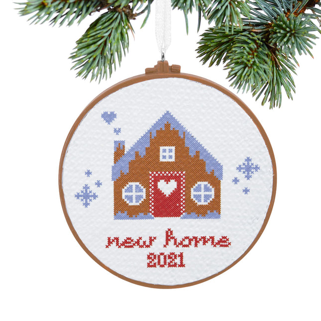 engraved hallmark new home cross stitch dated christmas ornament – Christmas ornament, holiday tree decoration or gift