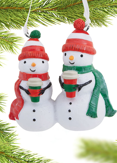 Hallmark Snowman Couple With Coffee Ornament  by HALLMARK Ornament