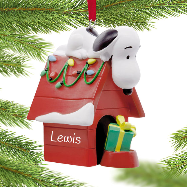 custom hallmark peanuts snoopy on doghouse with lights christmas ornament – Christmas ornament, holiday tree decoration or gi