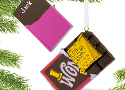custom hallmark charlie and the chocolate factory bar & gold ticket christmas ornament – Christmas ornament, holiday tree dec
