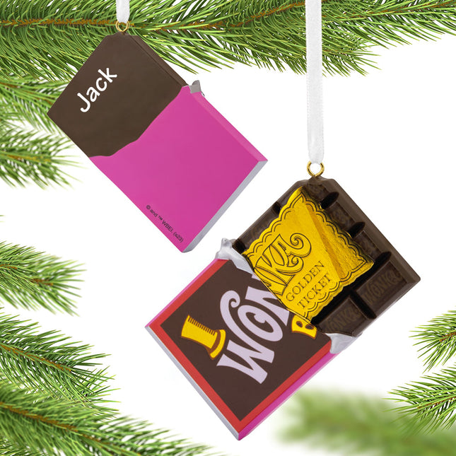 custom hallmark charlie and the chocolate factory bar & gold ticket christmas ornament – Christmas ornament, holiday tree dec