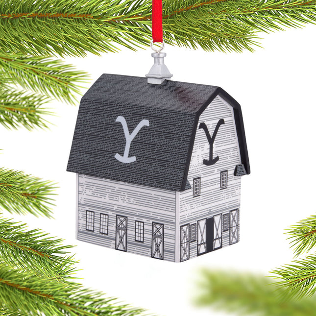 holiday personalized hallmark yellowstone barn christmas ornament – Christmas ornament, holiday tree decoration or gift