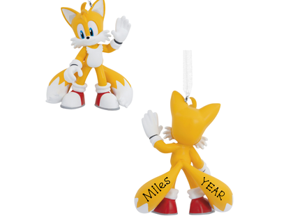 Personalized Tails Sonic Christmas ornament with custom name and year.