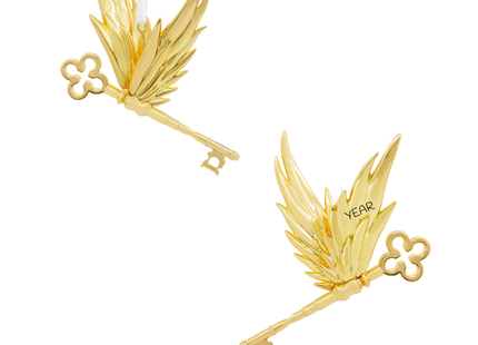 Personalized Harry Potter golden flying key Christmas ornament with custom year.
